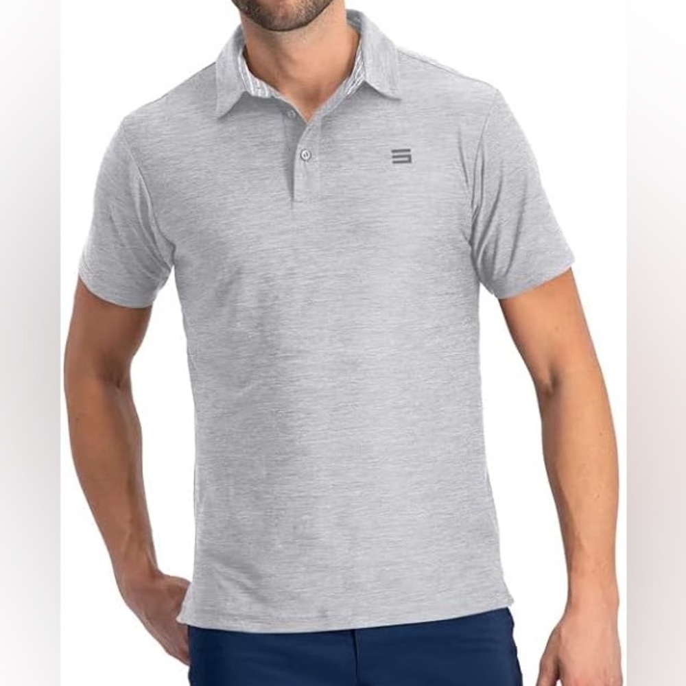 Three Sixty Six Mens Golf Shirt Quick Dry Polo. Heather Gray. Size Mediu…